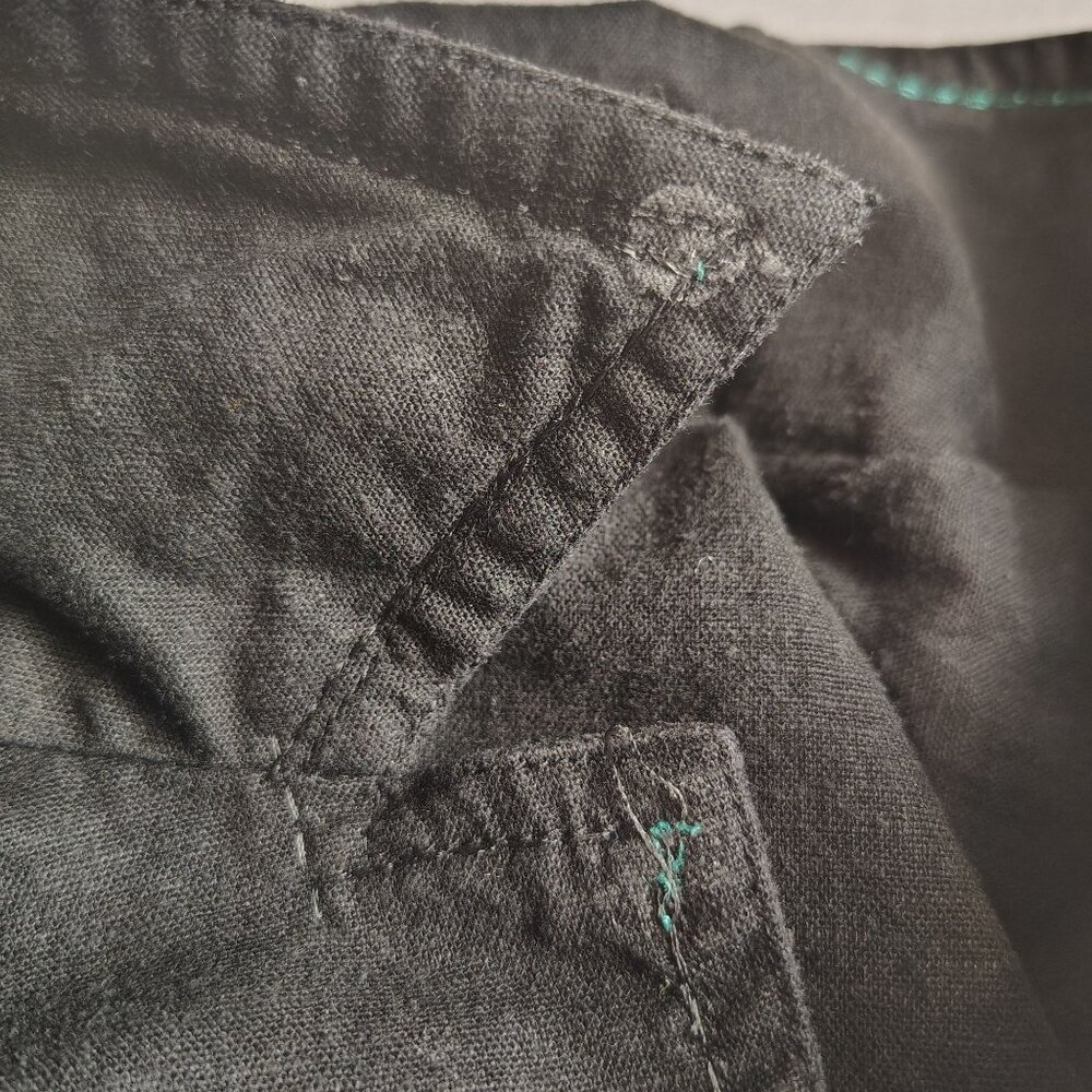 Requirements Black Button Up Embroidered Shirt Peacock Floral Linen Sz 10 - Picture 9 of 12